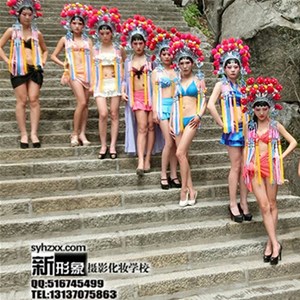 受邀为老君洞第六届紫荆花节豫剧比基尼、人体彩绘模特化妆造型